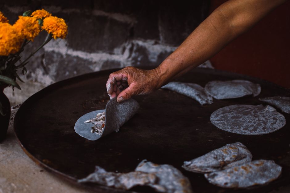 Corn tortillas made fresh in-house